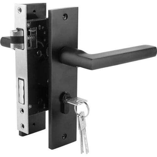 Space Aluminum Bedroom Door Lock Door Handle Black Mute For 3.5-4.5cm Various Wooden And Bedroom Door Frames