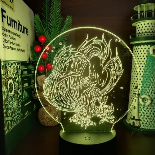 Naruto 3D Night Light Uzumaki Naruto Nine Tails Naruto Shippuden LED Lamp Home Decoration Lampara Creative Lighting Lights Lampe