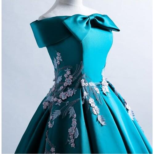 Slash collar bowknot embroidery rococo ball gown long dress Medieval dress Renaissance gown royal dress Victoria dress