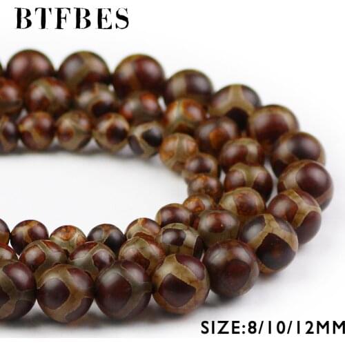 BTFBES Buddhism Tibetan Dzi Beads Round AAA Natural Stone Round 8 10 12mm Tortoise Shell Loose Beads For jewelry Making DIY Ball