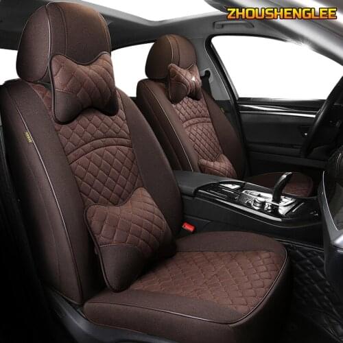 ZHOUSHENGLEE Custom FLAX car seat covers set For SsangYong Rodius ActYon Rexton Chairman Kyron Korando Tivolan Automobiles Seats