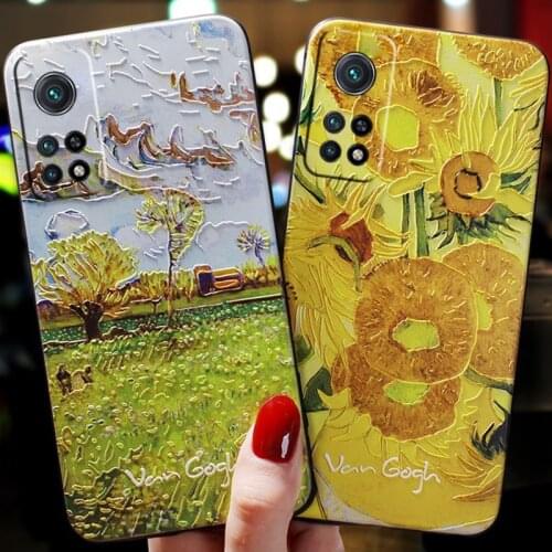 Phone Bag Fundas Xiaomi Mi 9t 10t Pro Case Cover mi9t mi10t Coque 3D Art Oils Painting Sunflower Thin Lens Protector Back Capa