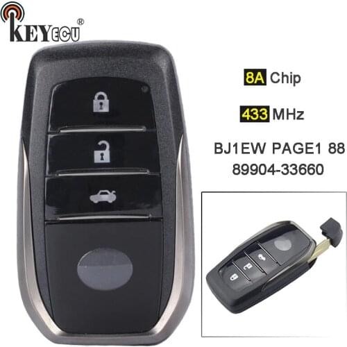 KEYECU OEM Part 433MHZ 8A Chip FCC ID: BJ1EW PAGE1 88 89904-33660 3 Button Smart Remote Key Fob for Toyota Camry 2014 -2018