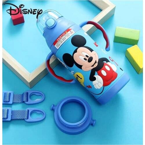 Disney children straws thermos cup temperature change 3D glue drop proof baby a cup of dual-use cartoon water bottle