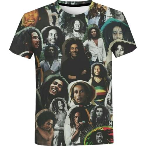Newest Summer 3d Printed Bob Marley T-shirts Unisex Fashion Hip Hop Casual Round Neck Sweatshirt Oversize Tops 2XS-5XL
