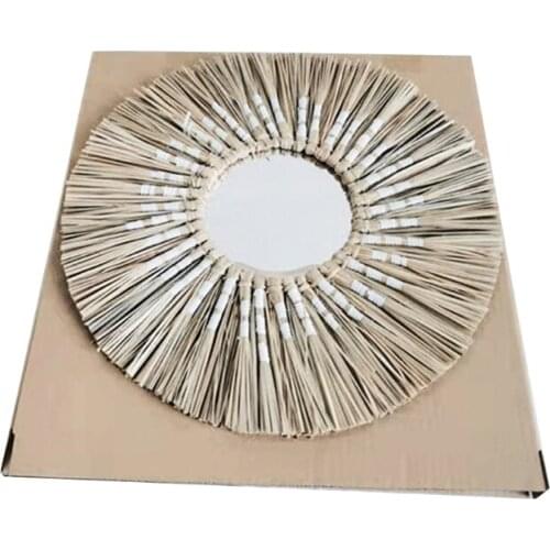 Exquisite Round Mirror Aquatic +Glass Wall Mirror Macrames 40 cm 1PCS Handmade Macrame Outsky Hanging Round Mirror