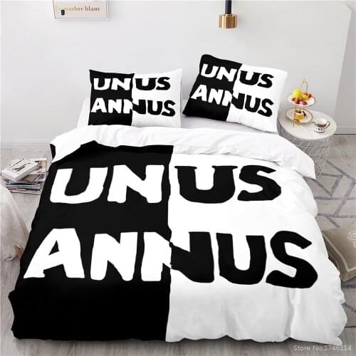 2/3pcs Unus Annus Printed Quilt Cover Set Black and White Bedding Set Soft Duvet Cover Set Bedclothes Twin Full Queen King Size