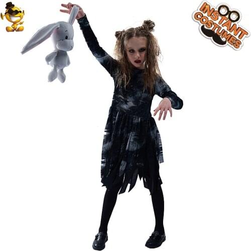 Halloween Girls Zombie Dress Costumes for Party Purim Role Playing Zombie Outfits Fancy Dress Up for Kids Children