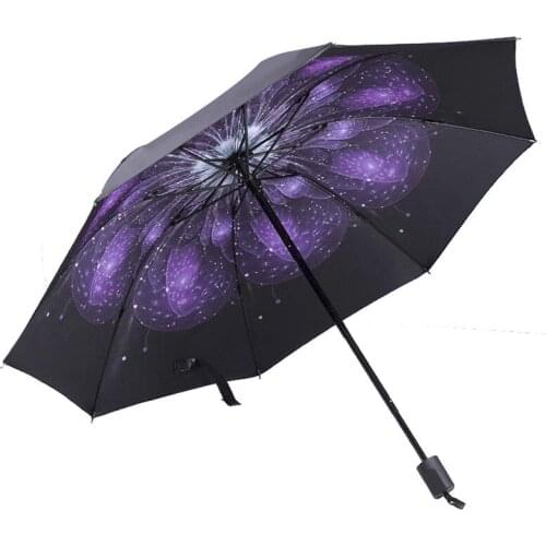 Colorful Flower Painting Inside Umbrella Sunny And Rain Anti-uv Parasol Men And Women Rain Umbrellas Folding Paraguas For Gifts