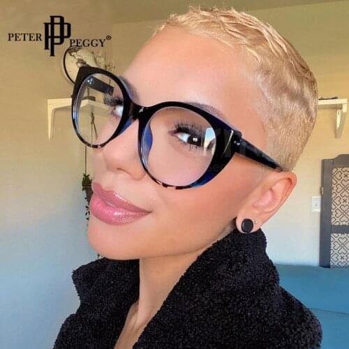 Round Cat Eye Optics Glasses Frames Women Vintage Transparent Lens Glasses Men Prescription Myopia Presbyopic Eyeglasses Frames