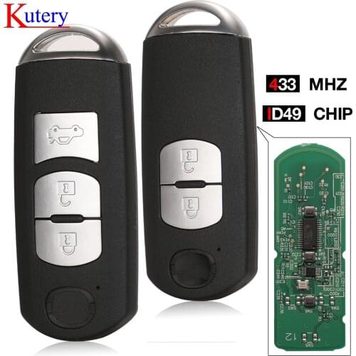 Kutery 433Mhz ID49 2/3 Buttons Smart Key Fit for MAZDA CX-3 CX-5 Axela Atenza Model SKE13E-01 SKE13E-02 Car Remote Control