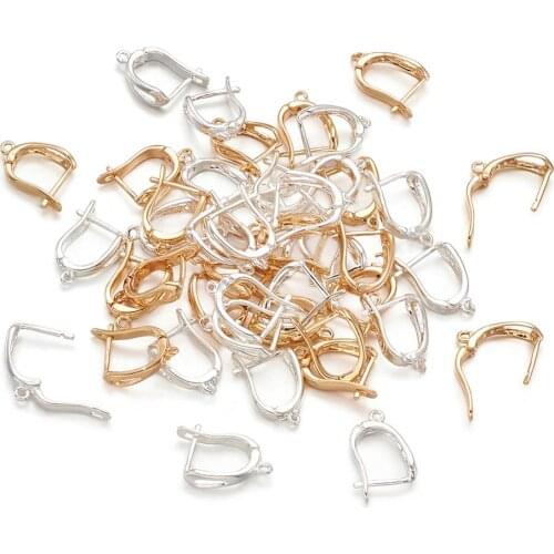 10pcs-50pcs/set Silver Color Brass Hoop Earring Findings Components with Loop Lever Back Open Loop DIY Jewelry Accessories