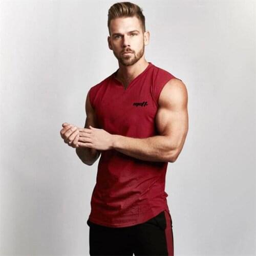 New Mens Gym Vest Casual Workout Tank Top Musculation Clothing Bodybuilding Fitness Singlets Sporting Sleeveless V-Neck Shirt