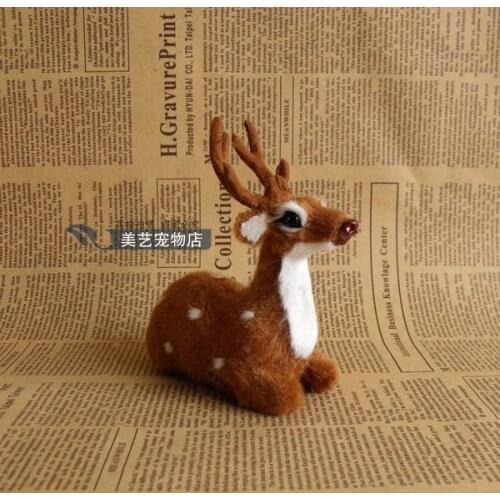 Simulation small sika deer 13x5x11cm toy model polyethylene&furs deer model home decoration props ,model birthday gift d030