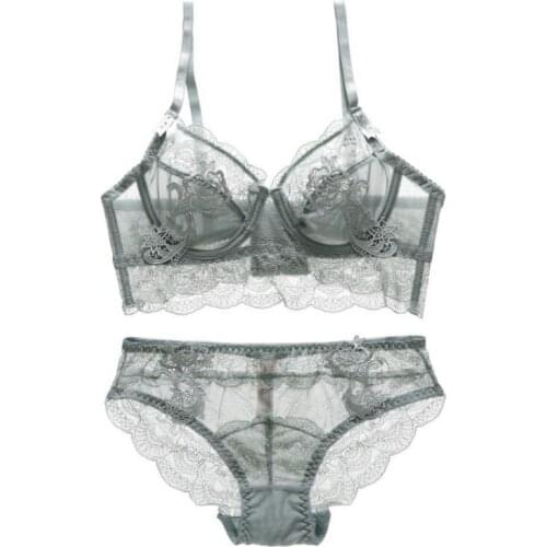 Fashion Women Sexy Ultra-Thin Breathable With Steel Ring Push Up Lace Bra And Brief Sets Underwear Set