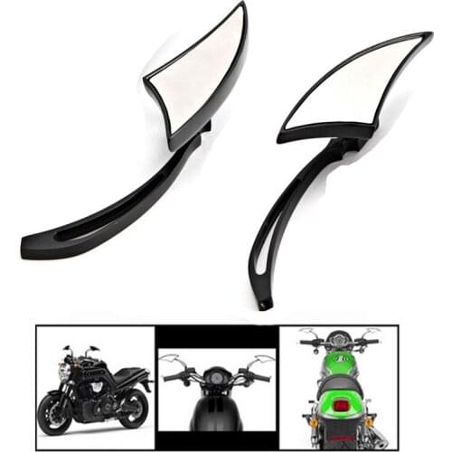 2PCS Motorcycle Side Mirror Rear View Rearview for Harley Sportster Dyna Softail BLACK Spear Blade
