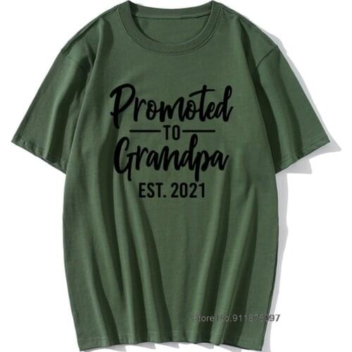 Promoted To Grandpa Est 2021 Men Graphic T Shirts Harajuku Short Sleeve Tees Grandpapa To Be Announcement Streetwear Grandfather
