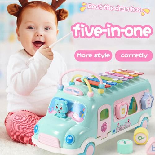 New Music Bus Toys Instrument Knocking piano Lovely beads Blocks Sorting Learning Educational Baby Toys for Children gift