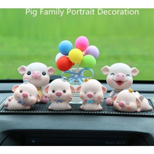 New Family Portrait Car Decoration Cute Resin Pig Creative Combination Car Interior Decoration Home Decoration Jewelry