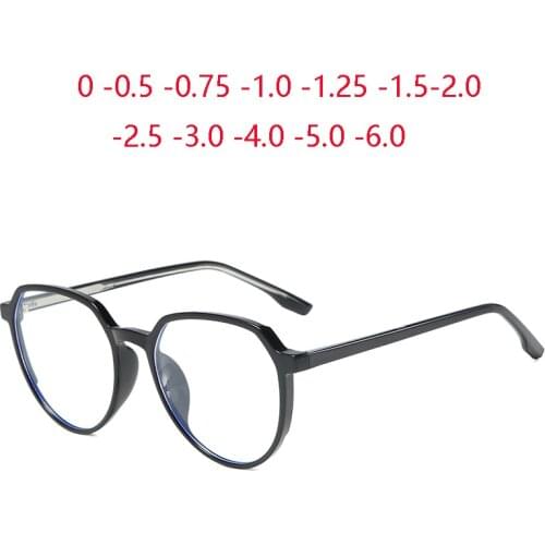 Anti Blue Rays Women Oval Nearsighted Glasses Finished TR90 Student Prescription Spectacles Frame Diopter 0 -0.5 -0.75 To -6.0