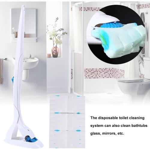 Disposable Toilet Brush Durable Efficient Toilet Wand Kit With 12 Disinfecting Refill Heads Disinfecting Toilet Cleaning System