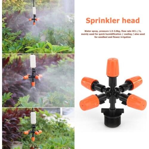 Orange Five Outlet Adjustable Atomizing Sprinklers Long Service Life Garden Micro Watering Irrigation Spray Nozzle