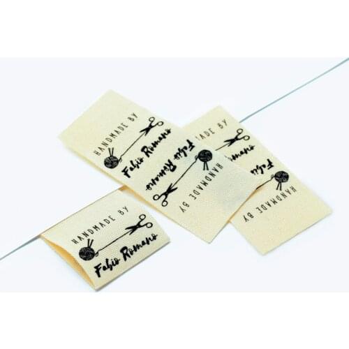 Custom Sewing label, Fold, Custom Clothing Labels - Fabric Name Tags, Logo or Text, Cotton Ribbon, Custom Design (FR102)