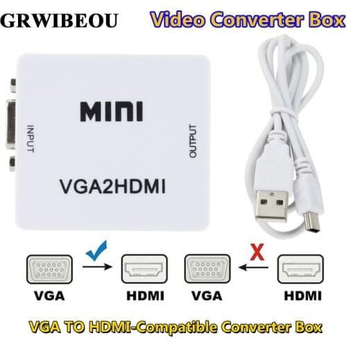 Portable Mini VGA to HDMI-compatible Converter VGA2HDMI Video Box Audio Adapter 1080P For Notebook PC HDTV Projector TV VGA2HDMI
