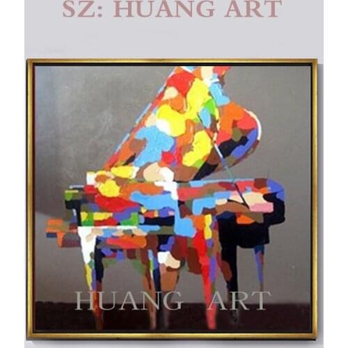 Professional Artist Hand-painted High Quality Impressionist Piano Oil Painting on Canvas Musical Instrument Piano Study room lob