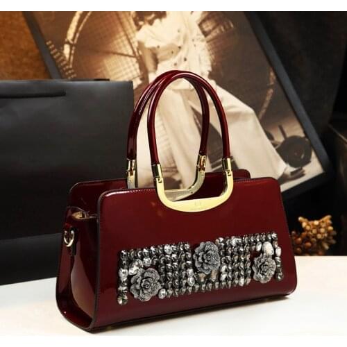 Luxury Handbags Women Bags Designer Patent Leather Fashion Tote Bag Bride Wedding Red Messenger Bags Mother Shopping Handbag