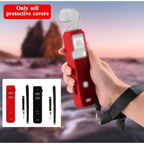 Silicone Case Cover Lens Cap Lanyard Strap For DJI OSMO Pocket 2 Gimbal Camera Black/red Handheld Gimbal Camera