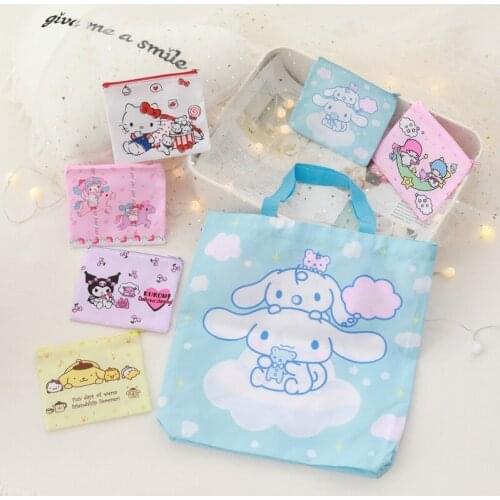 Cute Cartoon Folding Shopping Bag Lightweight Portable Eco Bag Handbag Large Capacity