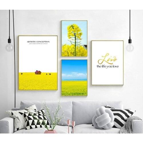 Nordic Small Fresh Rape Combination Print Picture Wall Art Canvas Paintings Decoration for Living Room No Framed