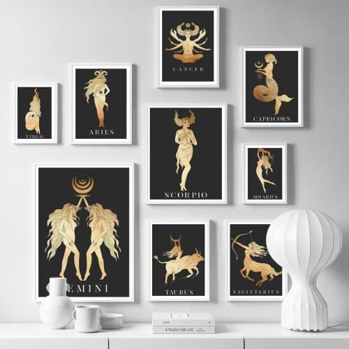 Nordic Poster Horoscope Zodiac Taurus Virgo Gemini Star Sign Wall Art Canvas Painting Print Pictures For Living Room Decoration
