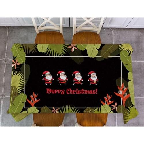 Christmas elk Santa Claus Tropical plant leaves Table Cloth Cotton Linen Tablecloth Dining Table Cover For Kitchen Home Decor