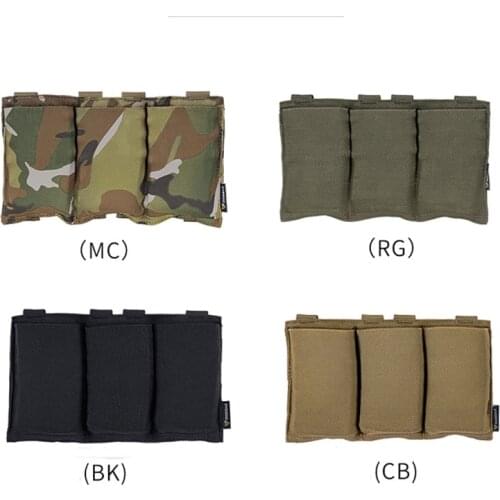 Tacticas Triple Mag Pouch Tactical Vest Elastic Molle Pouch Storage Bag Flashlight Bag MC/CB/BK/RG