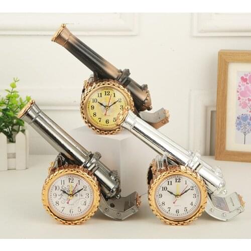 Vintage Simulation cannon Alarm Clock Desktop Decoration Creative Alarm Clock Watch Home Desk Decoration Table Gif