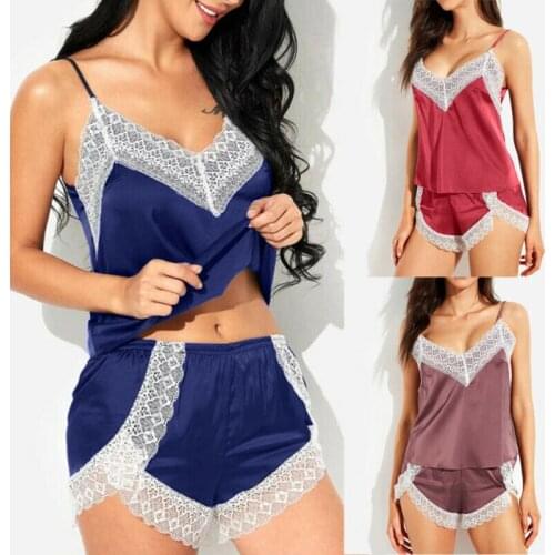 Faux Silk Womens Pyjamas Underwear Womens Faux Satin Pyjamas Nightwear