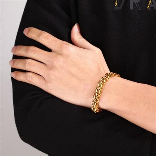 OUFEI Stainless Steel Bracelet Femme Cuff Metal Bracelet Charms Jewelry For Women Fashion Jewelry Accessories Free Shipping