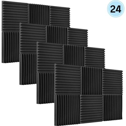 Muslady 24pcs/pack Studio Acoustic Foams Sound Insulation Foam Sound Absorbing Panels Soundproof Sponge 30 * 30 * 2.5cm