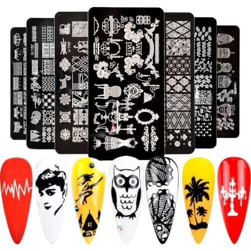 ZKO Nail Stamping Plates Line Pictures Stencil Stainless Steel Nail Design for Printing Nail Art Image Plate
