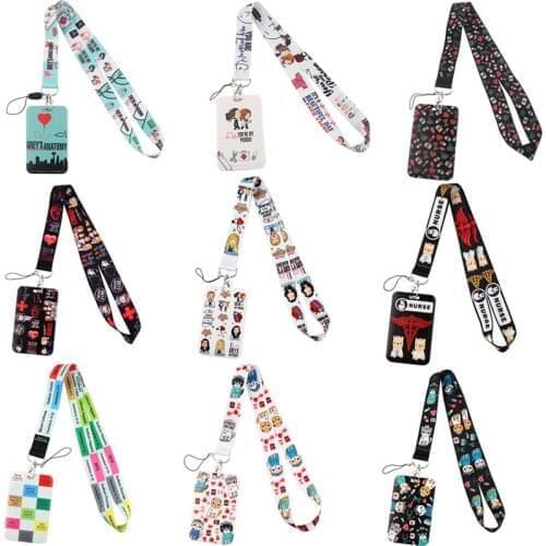 12pcs/lot E3167 Cartoon Critical Care Anaesthetics ICU ID Card Holder Staff Card With Lanyard For Doctor Nurse Nursing Clinical