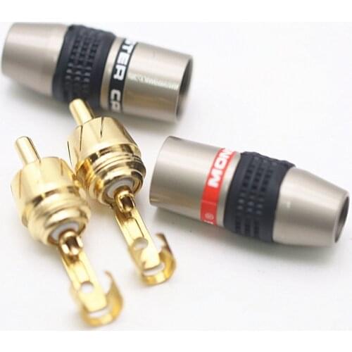 16pcs Monster RCA lotus plug Fever audio signal cable terminal aperture 8mm pure copper gold-plated