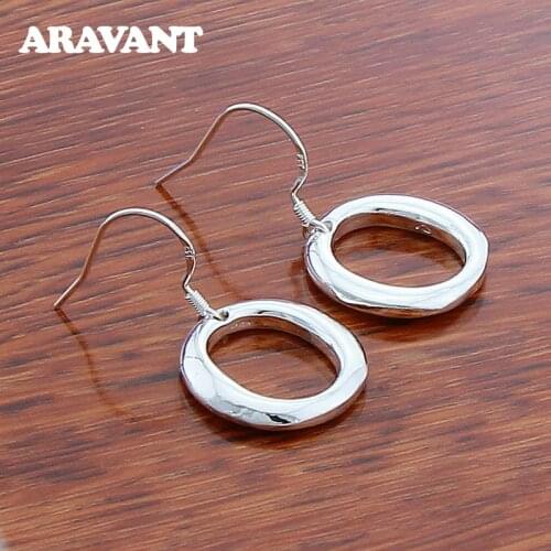 925 Silver Earring Round Drop Earrings For Women Silver Jewelry