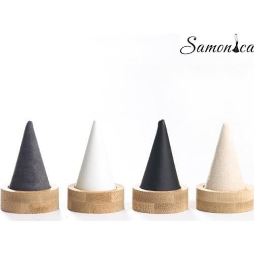 Bamboo Right Angle Round Bottom Pointed Ring Display Rack Storage Stand Bracket Ring Organizer Jewelry Counter Display Props