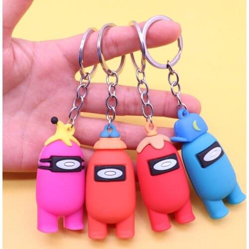 Anime among us keychain game 3D doll cute kawaii key rings bag car key holder pendant impostor for women men kids children