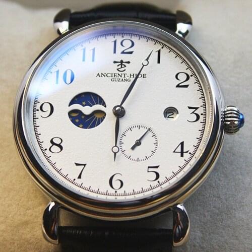 Vintage Watches for Men Automatic Mechanical Wristwatches Luxury 43mm Business Calendar Moon Phase waterproof Watch Men New 2021