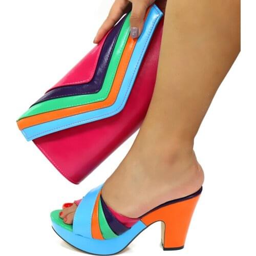 Doershow beautiful Italian Matching Shoes And Bag Set African Style Ladies Shoes And Bag To Match For Wedding Dress!HGF1-4