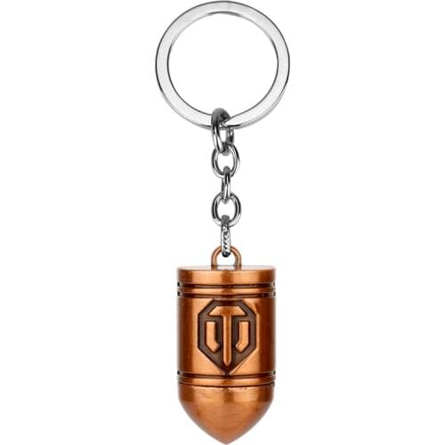Dongsheng Hot Game Jewelry WOT World of Tanks Bullet Keychain Metal Key Rings For Mens Gift Chaveiro Key chain