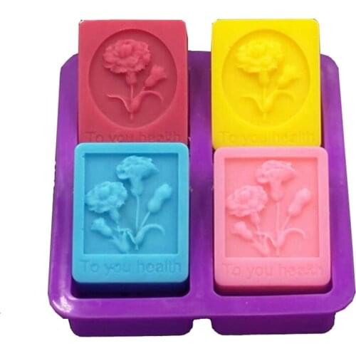 Carnation Flower shape Cake Mold 4 Cavity DIY Chocolate Cupcak Soap Resin Clay Aroma Moulds Party Wedding Decoration Craft Tools